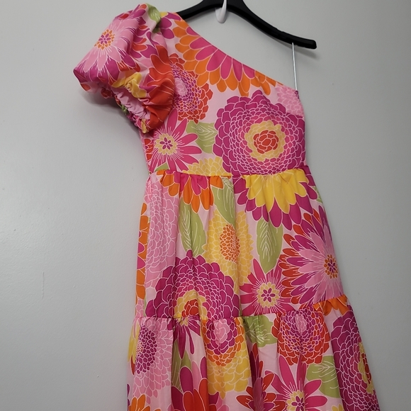 J.Marie Leilani One Shoulder Short Puffed Sleeve Tiered Midi DressFrom J.Marie, - Picture 11 of 13